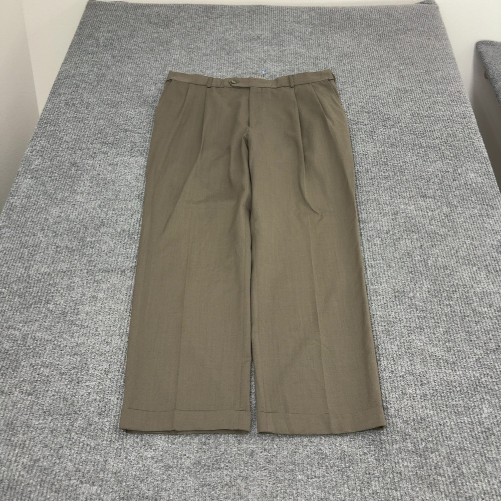 Vintage Bert Pulitzer Dress Pants Mens 38W Brown Wool Blend Pleated Classic Wear